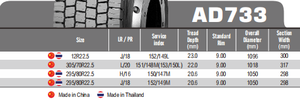 New TBR Heavy Truck 12R22.5 305/70R22.5 295/80R22.5 AD733 Radial Tyre with Ultra Deep Tread <b>Blocks</b> - Product Image 6