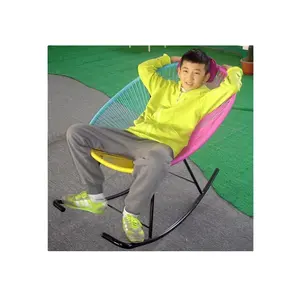 Smart children lazy glider furniture sedia a dondolo in rattan intrecciata con replica in rattan