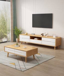 High Quality Solid Wood <b>TV</b> <b>Stand</b> with Drawers & Open Shelf, Living Room Media Console Cabinet - Product Image 2