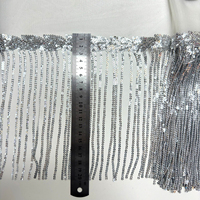 Frange de paillettes de 20 cm, 10 yards par rouleau, pour la danse latine, garniture de séquence, perles, pompon, dentelle à paillettes, danse