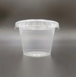 Copo de porção de molho de plástico pequeno descartável transparente para restaurante de 1 onça 2 onças 4 onças com tampa