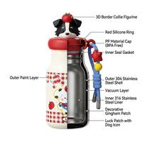 BW Meow Star Grid Gift Cup Bouteille d'eau isotherme sous vide avec paille, style dessin animé mignon, anti-fuite, infuseur à thé, pour étudiants, 500 ml