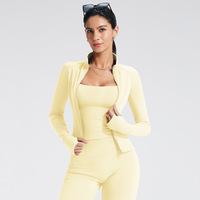 Nouvelle veste de sport zippée à manches longues avec trou pour le pouce, idéale pour le yoga, le jogging et la gym, vêtement de sport ajusté pour femme, veste de course pour femme