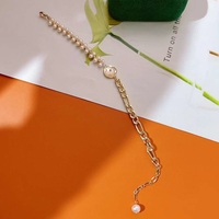 Bracelet en or plaqué 18 carats de haute qualité avec perles d'eau douce naturelles, blanc, qualité AAAA, 3-4 mm, design tressé trèfle à quatre feuilles