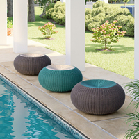 Chaise pouf moderne imperméable pour l'extérieur Fauteuil pouf en rotin plastique pour la maison, le jardin, le salon, l'hôtel et le parc
