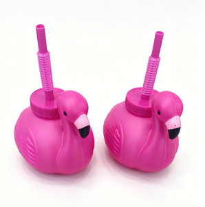Kreativer Flamingo-förmiger PP Einweg-Öko-Strohhalmbecher mit Strohhalm für den Sommergebrauch - Product Image 2