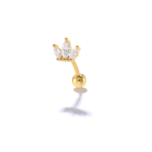 Boucles d'oreilles clous courbés en argent sterling ROXI S925, motif couronne, polyvalentes, avec diamants, pour oreilles percées - Product Image 1