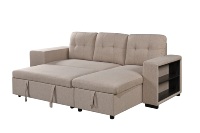 Canapé modulable multifonctionnel avec lit escamotable en forme de L, canapé-lit avec rangement, accoudoir et chaise longue pour salon