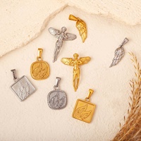 Pendentif ange gardien MECYLIFE en acier inoxydable, pendentif aile d'ange, pendentif archange, breloques pour collier, breloques plumes DIY