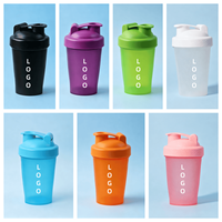 Bouteille de shaker portable en plastique sans BPA de 400 ml avec logo personnalisé pour la gym et le sport, anti-fuite, pour protéines