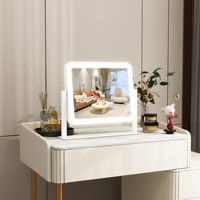 Intelligent Touch Control Dimmable LED Metal Frame for Design Square Standing 360 Rotating Vanity Makeup Mirror