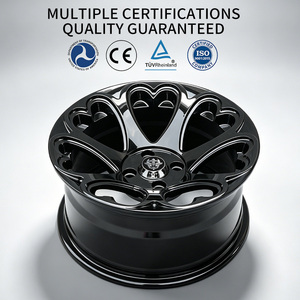 Jantes en alliage en forme de cœur <span class=keywords><strong>noir</strong></span> brillant de haute qualité FLowtone Factory 15x8 ET0 4x100 CB73.1, jantes de voiture élégantes pour Honda Toyota Mazda - Product Image 4