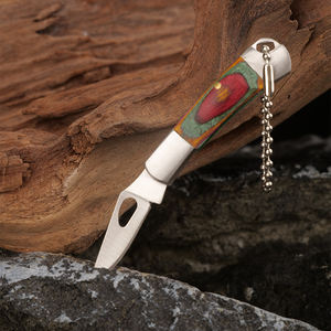 Mini Navaja Plegable EDC de Acero Inoxidable, Llavero con Navaja de Bolsillo Delgada para Mujer, Hoja de 2.5cm, Mango de Aleación de Aluminio y Madera, Promocional - Product Image 3