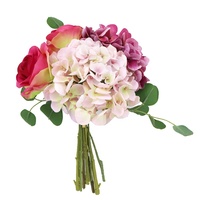 Dekorasi pernikahan 33cm panjang bunga Hydrangea buatan bundel bunga mawar campuran