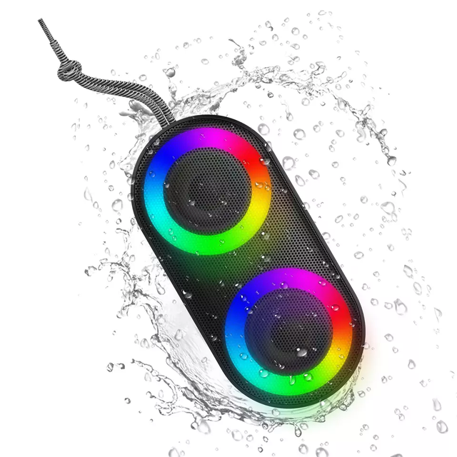 IPX7 Waterproof Mini Portable Wireless Outdoor Blue-tooth Speaker With RGB LED Lights USB FM Radio Rechargeable Battery