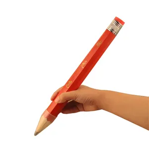 Mainan Buatan Tiongkok Pensil Raksasa Jumbo Kerajinan Kayu Kustom Pensil Chunky Super Tebal untuk Orang Dewasa