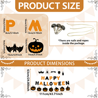 LH19020 Bannière Latte Art Halloween Citrouille et Chauve-souris Joyeuses, Décoration d'Halloween pour la Maison et Guirlande Festive