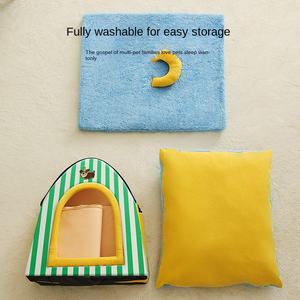 Perrera Tela ecológica Invierno Cálido Cerrado Perro pequeño Mascota Nido de peluche especial Extraíble Lavable Cuatro estaciones Cama universal para mascotas - Product Image 4