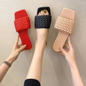 Nuevas Sandalias Planas de Verano 2026 para Mujer, Tallas Grandes, Tejidas, con Punta Cuadrada y Diseño de Una Sola Tira, para Uso Exterior - Product Image 3