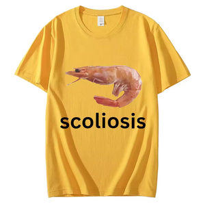 स्कोलियोसिस मजाकिया झींगा मेम टी शर्ट यूनिसेक्स फैशन आकस्मिक टी-शर्ट गर्मियों की छोटी आस्तीन टी शर्ट - Product Image 1