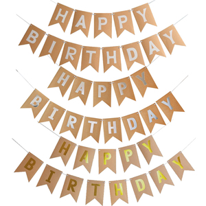 Bannière <span class=keywords><strong>Joyeux</strong></span> <span class=keywords><strong>Anniversaire</strong></span> en Papier Kraft, Bannières Suspendues pour Décoration Murale de Fête d'<span class=keywords><strong>Anniversaire</strong></span> - Product Image 1