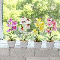 Mini orchidée artificielle Phalaenopsis à cinq fleurs en pot unique, faite à la main, en forme de boule, fleurs décoratives de Noël