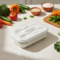 Boîte à lunch écologique sans BPA de 1200 ml avec fourchette et cuillère intégrées, récipient alimentaire à 2 compartiments pour le bureau, l'école et les pique-niques