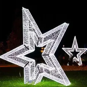 Natal 3D bintang pencahayaan luar ruangan jalan liburan komersial dekorasi lampu bertema