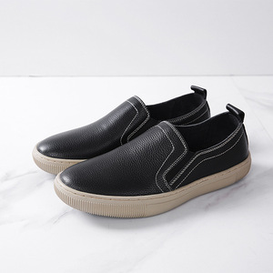 Mocassins en cuir véritable à bout rond pour hommes, semelle extérieure en caoutchouc légère, semelle intermédiaire en EVA, chaussures décontractées toutes saisons - Product Image 1