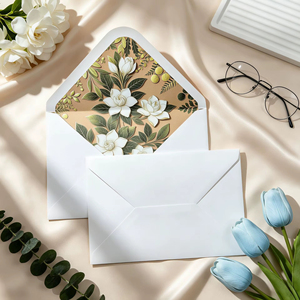 Enveloppes personnalisées imprimées avec motif floral, enveloppes en papier blanc avec doublure florale intérieure pour invitation de mariage ou carte de vœux - Product Image 4