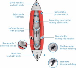 <span class=keywords><strong>INTEX</strong></span> 68303 68309 Série Professionnelle Excursion Pro <span class=keywords><strong>K1</strong></span>/K2 <span class=keywords><strong>Kayak</strong></span> de Pêche Gonflable Léger en PVC pour Sports Nautiques - Product Image 6