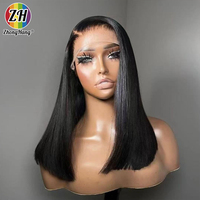 Perruques Bob populaires de fournisseur direct, livraison rapide, cheveux humains 16A SDD, perruques Lace Front en vrais cheveux, coiffure Bob, 8-16 pouces, perruque noire naturelle