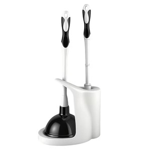 Ensemble brosse et déboucheur de toilettes avec gobelet en plastique - Kit de rangement et de nettoyage pour salle de bain domestique pour le débouchage des toilettes - Product Image 1