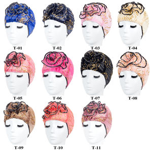 Topi Turban wanita musim panas gaya baru topi Kemo kanker Muslim bunga pernikahan penutup kepala syal rambut rontok - Product Image 6