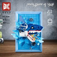 DK 3038 Ensemble de blocs de construction 3D en forme de requin, 669 pièces, décoration murale ou de bureau, modèle d'animal marin, jouet d'assemblage DIY, cadeau