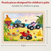Grandes puzzles en bois Monster Truck, jouet éducatif, boîte cadeau pour les tout-petits, enfants de 2 à 4 ans, garçons et filles, 3 4 5 6