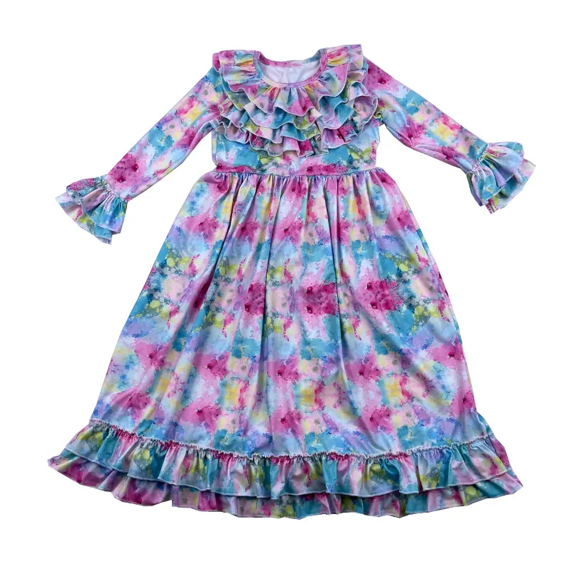 Toddler kız elbise çocuklar uzun kollu giyim  sevimli baskı çiçek kız elbise çocuklar doğum günü elbiseleri kızlar için