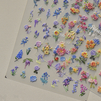 Usine ongle autocollant auto-adhésif printemps fleurs tomoni 5d gaufrage autocollant nail art décalcomanies