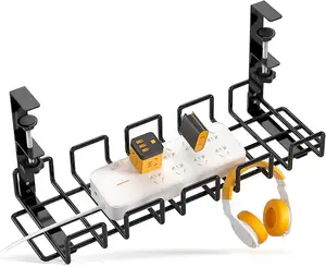 Wire Management Tray Cable Management Rack No Drill Desk Cable Tray with Wire Organizer and Desk Cord Organizer