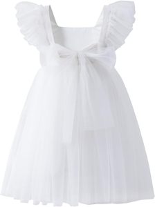 <span class=keywords><strong>Tutu</strong></span>.kk Robe de fête vintage en crochet pour fillettes, manches bouffantes, robe en tulle à volants pour demoiselles d'honneur, mariage et anniversaire - Product Image 6
