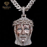 Nuevo Colgante Hip Hop Personalizado con Incrustaciones de Diamantes en Plata de Ley 925 con Rostro de Jesús en Moissanita para Hombre, Joyería Urbana