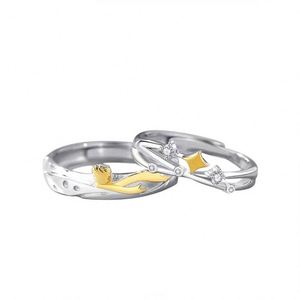 Silver Plated Shiny Star Diamond <b>Couple</b> <b>Ring</b> Open <b>Couple</b> <b>Ring</b> for Women Men Wedding Engagement Wedding Jewelry - Product Image 5