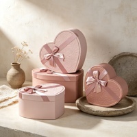 Caja de Regalo de Lujo con Diseño de Rosas en Relieve, Caja Premium de 3 Piezas con Lazo de Cinta para Cosméticos