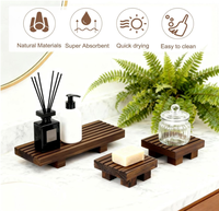 Meilleures ventes : Ensemble de 3 supports de drainage en bois à séchage rapide, présentoir en bois à lattes, plateau surélevé pour pot de plantes
