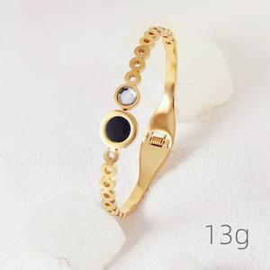 Gelang Baja Tahan Karat Grosir Mode Mewah Ringan INS18K Emas Gelang Wanita Berkualitas Tinggi Zirkon Berlian Penuh - Product Image 4