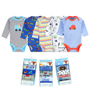 Venta al por Mayor de Bodys para Bebés Recién Nacidos, Ropa para Niños y Niñas, Mameluco 100% Algodón, Paquete de 5, Estampado y Bordado, Conjunto de Ropa para Bebé - Product Image 1