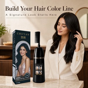 Crème colorante permanente pour cheveux à l'extrait d'herbes naturelles avec pinceau intégré, prix d'usine, qualité professionnelle - Product Image 1