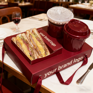 Bandeja para Llevar de 2 Compartimentos con Logotipo Personalizado para Sándwiches y Café, Portavasos Integrado para Cafeterías y Restaurantes - Product Image 5