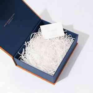 Boîte cadeau magnétique bleue avec bordure <span class=keywords><strong>orange</strong></span> et sac en papier assorti pour les produits cosmétiques de soin de la peau de luxe, emballage de produits de cadeaux haut de gamme - Product Image 3