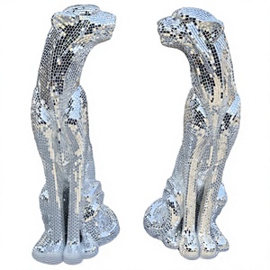 Estatua de Leopardo de Resina de Fibra de Vidrio Pintada a Mano, Material Nuevo de Nanqi, Escultura Dorada Brillante de Tamaño Real para Bodas - Product Image 3